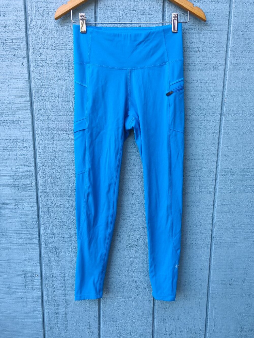 Stio High Rise Glide Tech Legging Zip Pocket sz S Blue Hiking Outdoors Gym